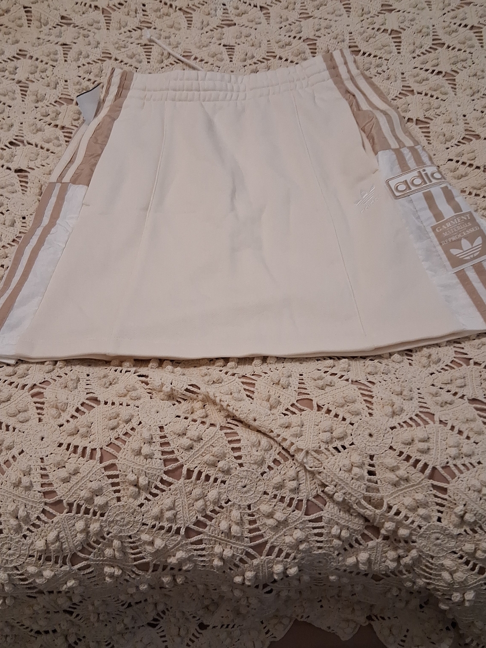 adidas Cream Skort with Tan Stripe Accents